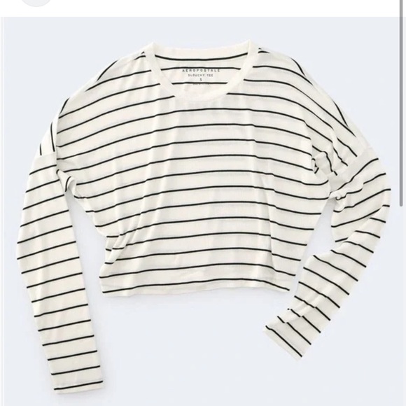 Aeropostale Black and White Striped Crop Top - Picture 2 of 2
